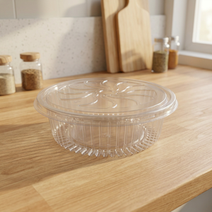 Boîtes à gâteaux en PET de qualité alimentaire, transparentes et écologiques, diamètre 250 mm, capacité 200-500 g, avec charnière, impression personnalisable - Product Image 1