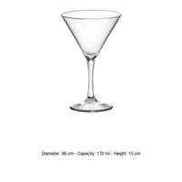 Copa de Martini Bartender/Diamond 17 cl, Altura 15 cm, Diámetro 9.6 cm, Bormioli Rocco