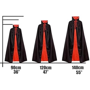 Capa <span class=keywords><strong>de</strong></span> Vampiro <span class=keywords><strong>de</strong></span> Halloween Reversible, Capa <span class=keywords><strong>de</strong></span> Bruja para Adultos, Accesorios <span class=keywords><strong>de</strong></span> Disfraz <span class=keywords><strong>de</strong></span> Mago, Negro y Rojo - Product Image 3
