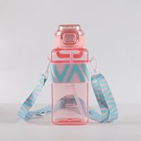 Bouteille d'eau en plastique pour le sport avec paille et sangle – Portable pour le voyage et le fitness