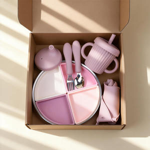 Ensemble de repas pour bébé en acier inoxydable personnalisé, sans BPA, facile à nettoyer, compatible lave-vaisselle, assiette pour enfants, gobelet à bec verseur, cuillère, vaisselle - Product Image 6