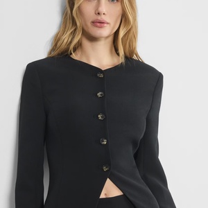 Blazer cómodo personalizable para mujer con botón de crepé Patrón sólido Tejido Método de tejido Blazer transpirable - Product Image 2