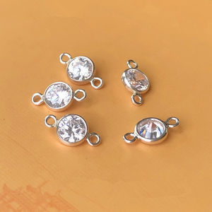 925 כסף סטרלינג 4 מ "מ כפולה עם זירקון קסם זירקון 3 מטר לידה - Product Image 6