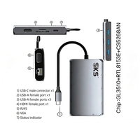 Adaptador Multipuerto USB C 7 en 1 Tipo C con HDMI, VGA, Gigabit Ethernet, Carga PD de 100W, 3 Puertos USB 3.0, Base de Conexión para Laptop