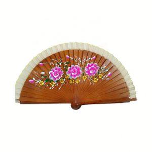 Abanico de Mano de Madera Español Vintage para Mujer, con Pintura Floral de Doble Cara, para Bailes, Festivales y Decoraciones de Fiesta - Product Image 2