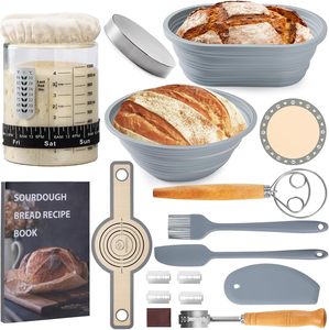 Kit de boulangerie au levain : <span class=keywords><strong>Tapis</strong></span> de fermentation pliable en <span class=keywords><strong>silicone</strong></span>, pot de fermentation non toxique, compatible lave-vaisselle et four, avec accessoires en bois - Product Image 2