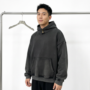 เสื้อฮู้ดโอเวอร์ไซส์ผู้ชาย สีพื้น ผ้าฝ้ายเฟรนช์เทอร์รี่ ระบายอากาศได้ดี สวมใส่สบายๆ สำหรับฤดูใบไม้ร่วง - Product Image 3