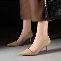 Chaussures pour femmes 2026, nouvelles chaussures de luxe en cuir verni, bout pointu, bouche peu profonde, talons aiguilles
