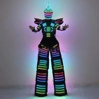Costume de robot LED Cyberpunk Mecha, tenue de performance lumineuse pour scène et carnaval avec casque et visière à pointes