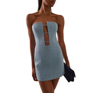 Robe courte en jean décontractée de la collection <span class=keywords><strong>Charlotte</strong></span>, ornements, taille naturelle, motif uni, <span class=keywords><strong>tissu</strong></span> en laine peignée lavable disponible - Product Image 4