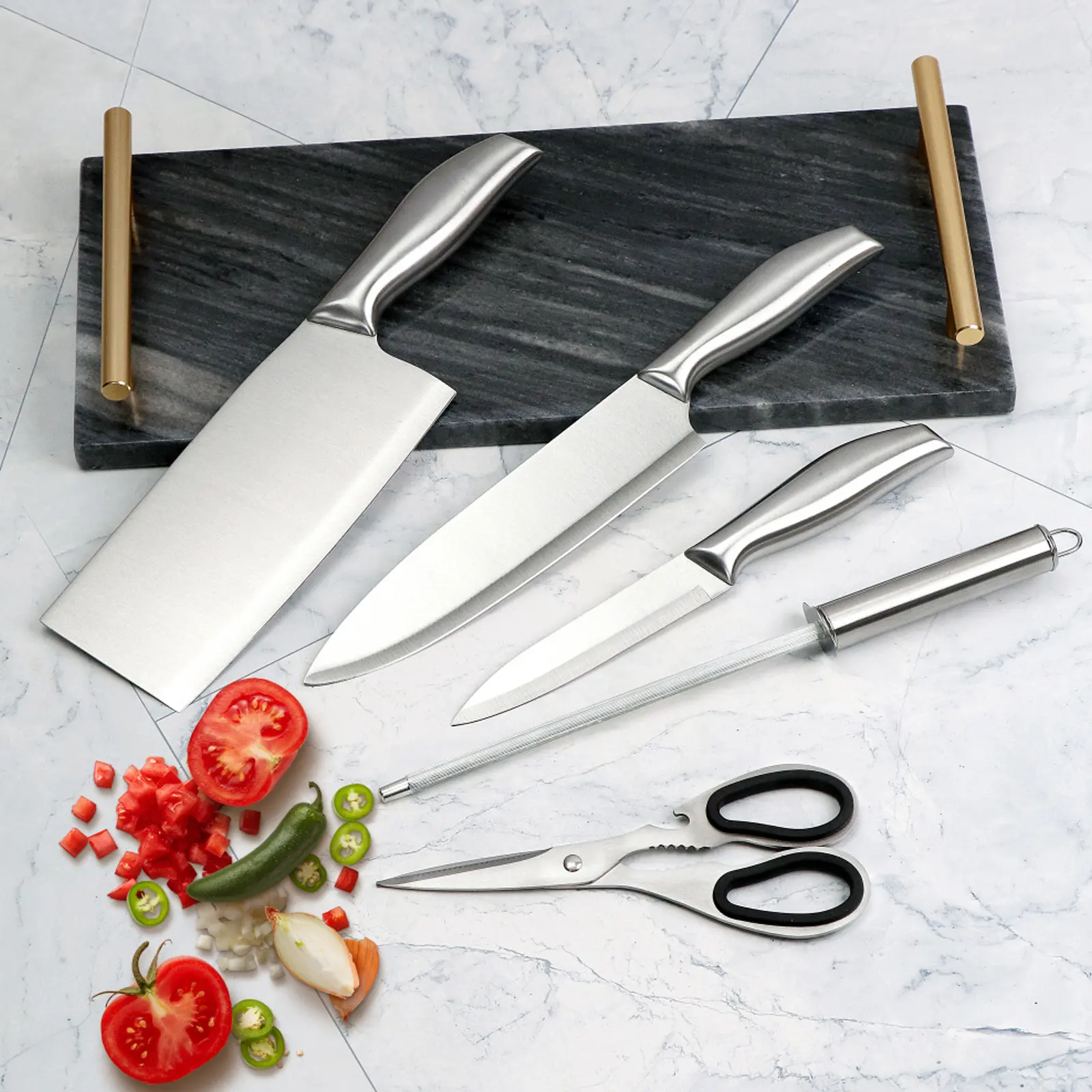 5 pezzi porta coltelli e forbici in legno Set di coltelli da cucina Set di coltelli da regalo