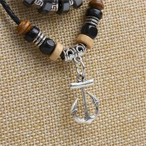 FY Bohemia gioielli collane Boho legno di ematite pietre perline in pelle PU freccia foglia ciondolo uomo donna collana - Product Image 6