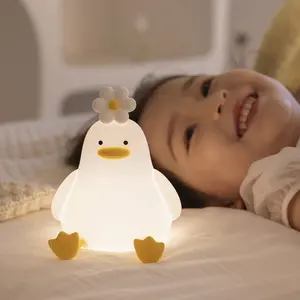 New Product Ideas 2023 USB Charging LED Light Flower Duck Night Light Gift Sets Silicone Night Light For Kids