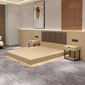 Moderna luce Led King-Size MDF legno camera da letto mobili di alta qualità compensato camera d'albergo appartamento scuola soggiorno arredi - Product Image 4