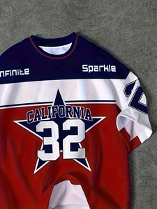 Maglietta Jersey California 32 per Ragazzi in Poliestere Traspirante a Maniche Corte Casual con Stampa Digitale Design Squadra Rosso/Bianco/Blu - Product Image 4