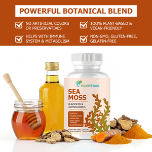 Gummies de mousse marine à succès : Cumin noir et Ashwagandha pour la digestion, la défense immunitaire, antioxydant, apaisant pour les articulations, concentration et énergie - Product Image 5