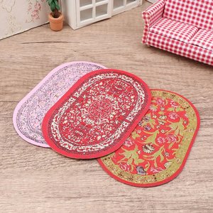 Tapis de <span class=keywords><strong>maison</strong></span> de poupée multicolore, accessoires de poupée, tapis miniature ovale rond, tapis tissé, <span class=keywords><strong>maison</strong></span> de jeu, style turc, revêtement de sol - Product Image 4