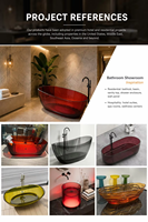 Baignoire autoportante moderne en pierre artificielle colorée transparente, de haute qualité, artistique, couleur personnalisée, grande taille