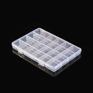 Transparent Plastic Storage Box 24 Compartment With Cover For Stationery Toys Beads Parts Organizing Container Rectangle Shape - Product Image 2