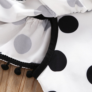 Tienda en Línea de Venta al por Mayor, Mejores Precios, Camisas Campestres para Niños, Diseño de Lunares, Traje de Verano de 2 Piezas para Niña - Product Image 4