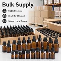 Botol Minyak Esensial Kaca Amber 5ml 10ml 15ml 20ml 30ml 50ml 100ml dengan Pilihan Tutup Pipet