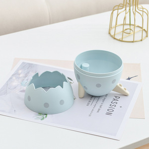 Dinosaur Egg Storage Bucket Round Cartoon Design Desk Organizer With Legs Blue Pink Green Color Options - Product Image 3