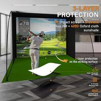 Enceinte de simulateur de golf 10'x8'x5' avec écran d'impact 4K (projecteur non inclus) et filets latéraux de protection à 6 brins pour garage intérieur