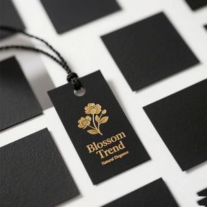 Tarjetas de Agradecimiento Personalizadas de Lujo en Negro Reciclado con Impresión Mate, Logotipo, Nombre y Lámina Dorada para Pequeñas Empresas, Ropa, Zapatos y Bolsos - Product Image 5