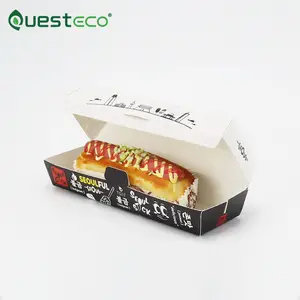 Korean Custom Printed Disposable Hot Dog Packaging Box White Pink Corn Dog Food Grade Paper Cardboard Box For Hot Dog Tray