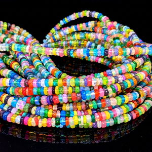 100% Natural Ethiopian Welo <b>Fire</b> Opal Stone Beads Smooth Rondelle 4-6mm Multi-color 16-Inch Strand Christmas Jewelry-Lustre - Product Image 1