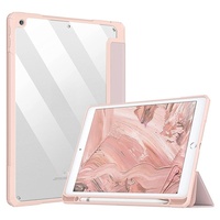 Kalemlik Tablet akrilik temizle geri yumuşak kenar kapak Ipad kılıfı 10.2 2021 2020 2019 9. 8th 7th Gen akıllı PU deri kılıf