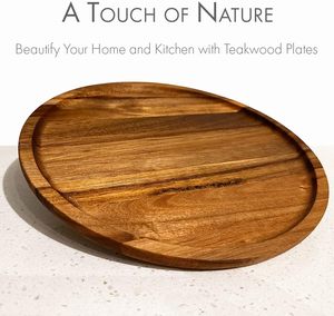 Assiettes rondes en bois de <span class=keywords><strong>teck</strong></span>, idéales pour les enfants, assiettes et plateaux de service en bois - Product Image 5