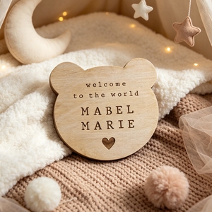 Panneau de bienvenue personnalisé en bois pour bébé avec nom, gravé au laser, accessoire photo nouveau-né, cadeau personnalisé pour bébé, prix usine - Product Image 5
