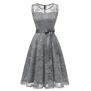 Ventas calientes Encaje rojo Sin mangas Boda Matrona <span class=keywords><strong>Honor</strong></span> Vestidos <span class=keywords><strong>Invitado</strong></span> Corto Con Cinturón Desmontable - Product Image 3
