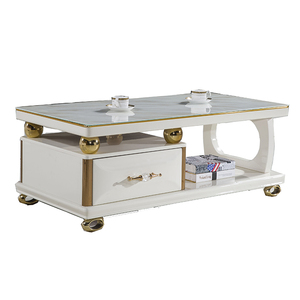 خفف من الزجاج الصغيرة جولة طويل القامة طاولة جانبية الحديثة الأبيض للبيع - Product Image 1