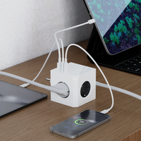 Barrette d'alimentation de protection contre les surtensions USB CE/KC PD 20W avec 3 prises multiples UE et USB-A et 2 prises d'extension de ports de charge de type C