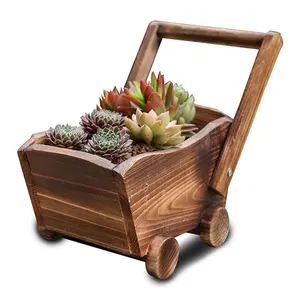 Macetero de rueda de madera para jardín, decoración de Wagon para interior y exterior, envío directo