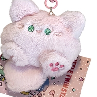 Porte-clés en peluche chat Tuantuan, adorable poupée chaton, pendentif fait main DIY, longue queue, décoration pour sac à dos de fille, cadeau en tissu de coton