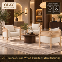 Fauteuil en rotin de haute qualité avec structure en bois, chaise individuelle rembourrée en osier pour salon, hall d'hôtel, chaise d'appoint pour hôtel