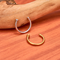 1 pièce Anneau de nez factice en Titane G23 pour femme, ensemble de piercings pour septum, lèvre et cartilage, anneaux fins pour hélix, hypoallergénique, forme C, 20G