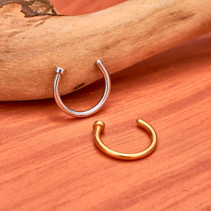 1 pièce <span class=keywords><strong>Anneau</strong></span> de nez factice en Titane G23 pour femme, ensemble de piercings pour septum, lèvre et cartilage, anneaux fins pour hélix, hypoallergénique, forme C, 20G - Product Image 5
