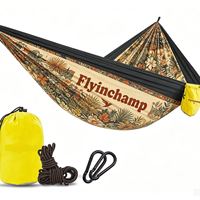 Hamac double portable en nylon Flyinchamp avec motifs personnalisés, capacité de 300 kg, pour le camping, les voyages en plein air, la survie, toutes saisons, 1-2 personnes, 2
