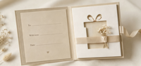 Enveloppe de luxe pliable pour billets et cartes, personnalisable, beige neutre, carte de vœux avec fenêtre ajourée pour cadeau, mariage, anniversaire