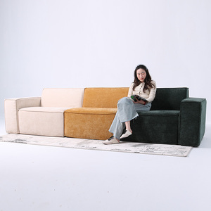 Canapé trois places Qunjun, design italien, style européen, tissu moderne, éponge réglable, Chesterfield, sectionnel d'angle, salon - Product Image 3