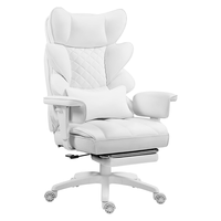 Chaise de jeu OEM blanche économique avec accoudoirs, roulettes en PU, surface facile à nettoyer et design inclinable pour adolescents gamers