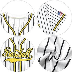 Kaos Seragam Sublimasi Custom Pinstripe Kancing Penuh Bernapas untuk Latihan Softball, Jersey Baseball dengan Nama dan Nomor Tim - Product Image 5