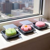 Petite boîte en plastique transparente noire à couvercle personnalisée, emballage recyclable de gâteau et de dessert de pâtisserie pour le pain de salade de nourriture de sushi