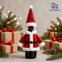 Deux mini-housses tricotées en bois doux pour bouteilles de vin rouge, motif fleur, décoration de Noël