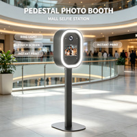 Photomaton portable facile à installer avec tablette, caméra selfie, miroir ovale en alliage d'aluminium, iPad, DSLR, capacité de 15 personnes, en libre-service