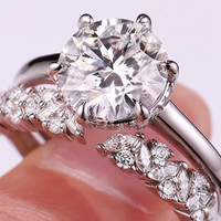 Ensemble de bagues en moissanite argentées, serties de six griffes, avec accent marquise, pour mariage et fiançailles, pour femme